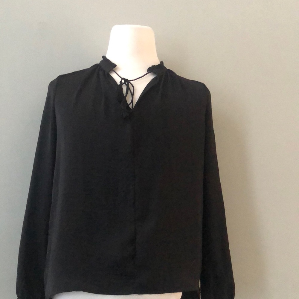 Lucky Brand long sleeve black blouse